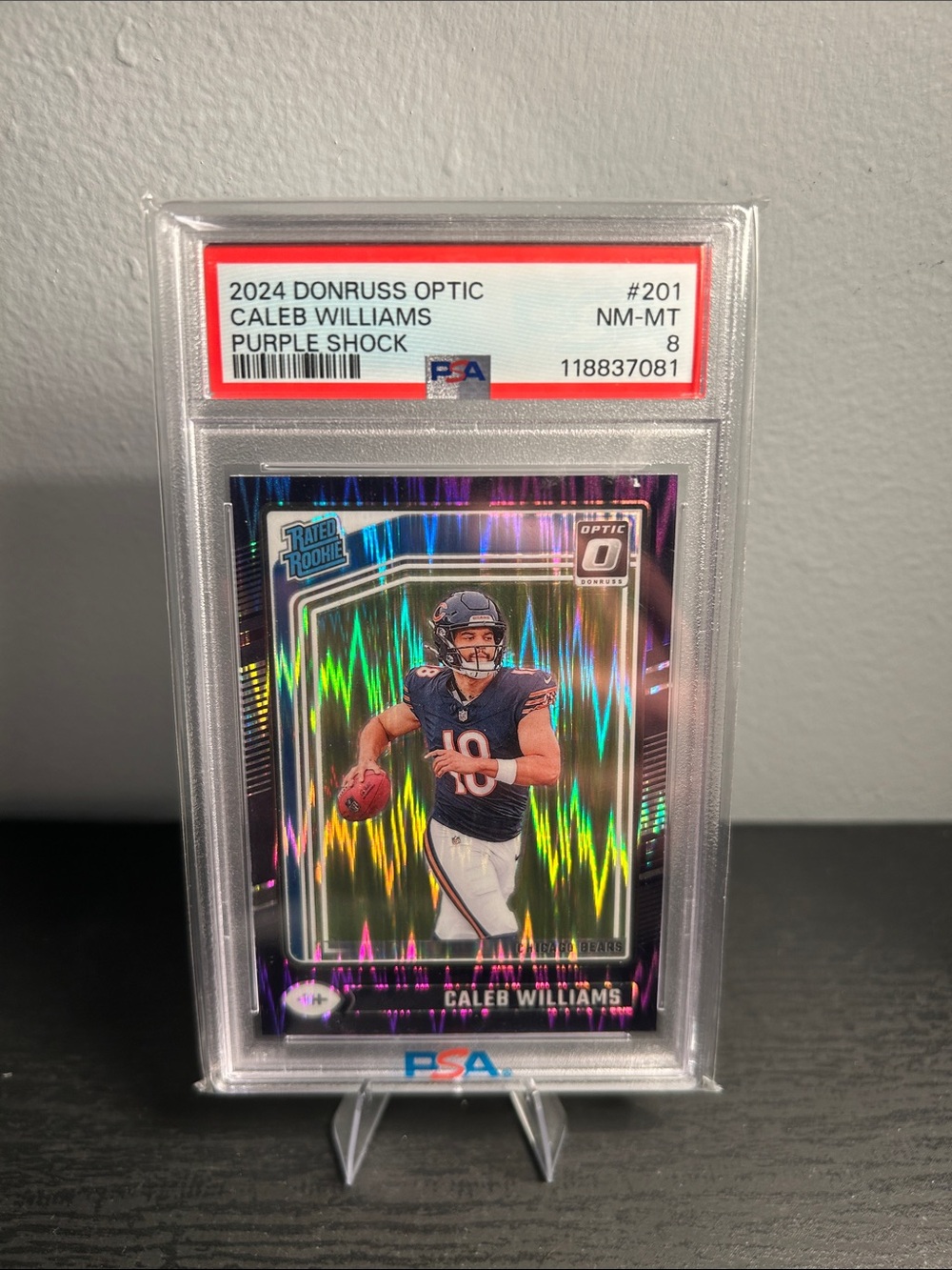 2024 Donruss Optic Caleb Williams Purple Shock Rookie Card PSA 8 Chicago Bears